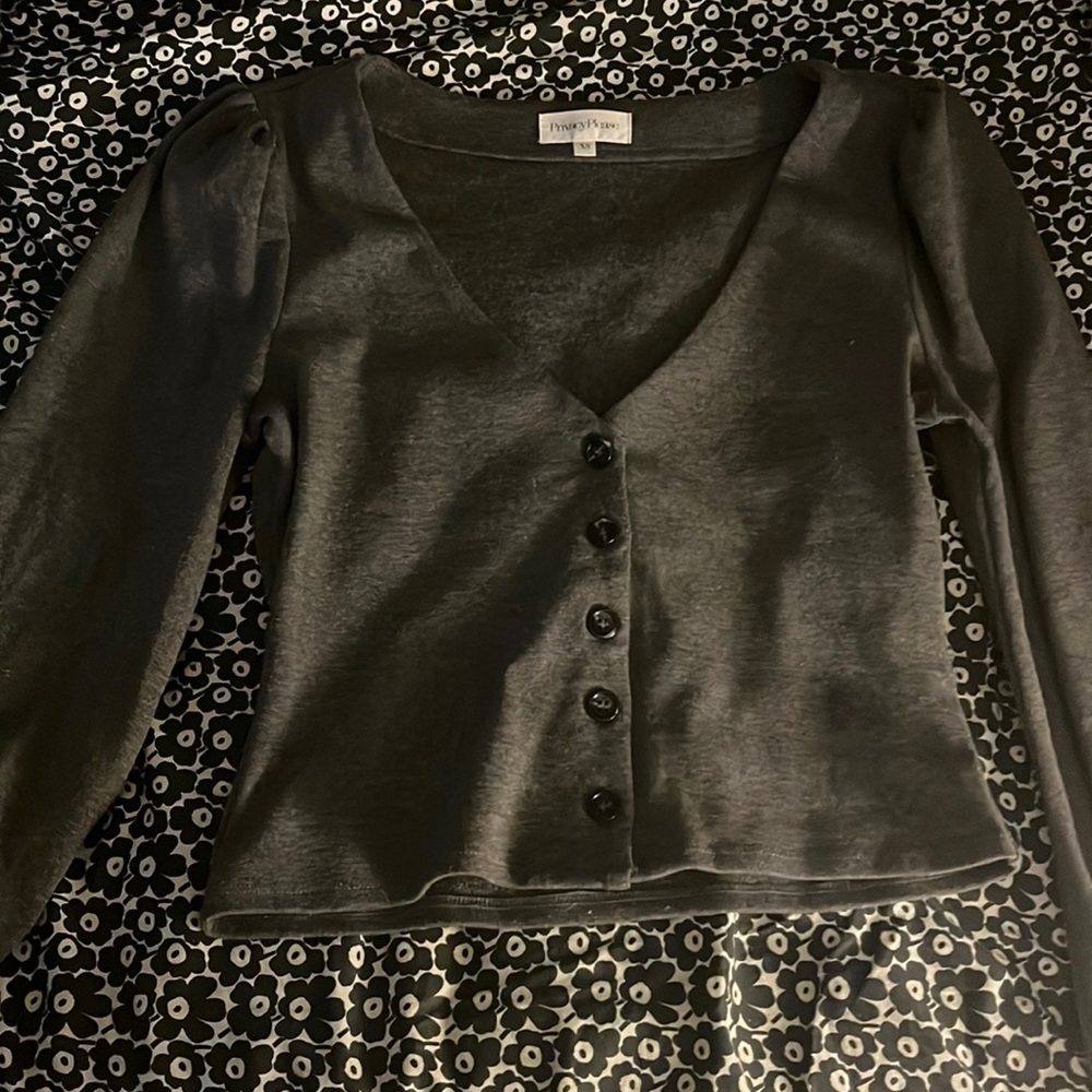 Wild Fox Privacy Please Grey Button Down Sweater